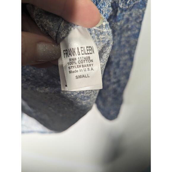 Frank & Eileen Barry Crinkle Long Sleeve Button Front Multi Blue Floral Women S - Picture 6 of 10